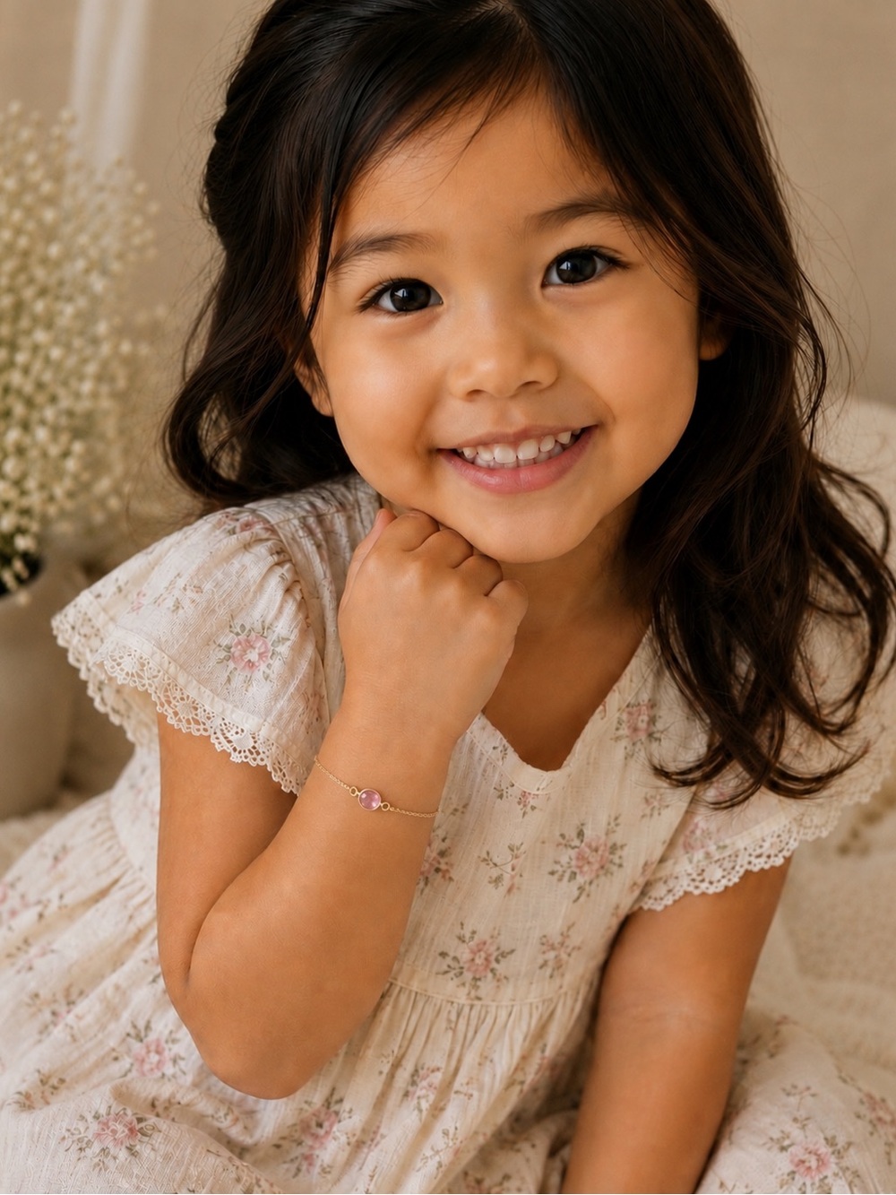 Gold Filled Pink Tourmaline Baby & Child Bracelet – Handmade